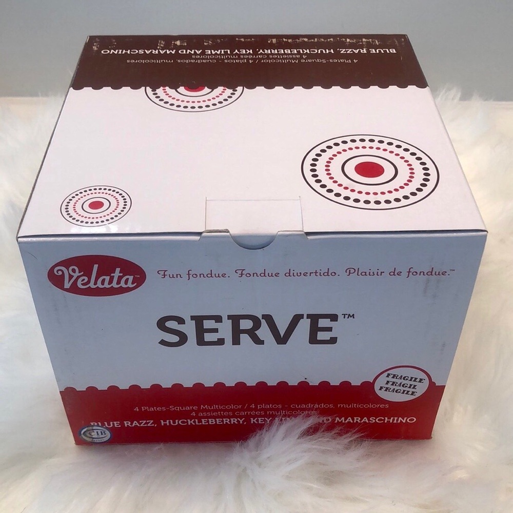 BRAND NEW LISTED ITEM Velata SERVE 4 Square Nesting Multi Colored STUNNING Plate
